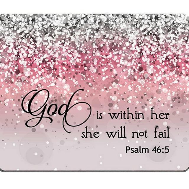 Smooffly Psalm 46:5 God is Within Her,She Will not Fall- Bible Verse Pink Sparkles Glitter Pattern Mouse pad Mousepads