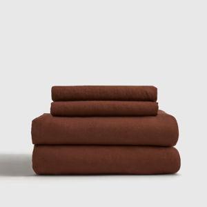 European Linen Sheet Set in Bordeaux