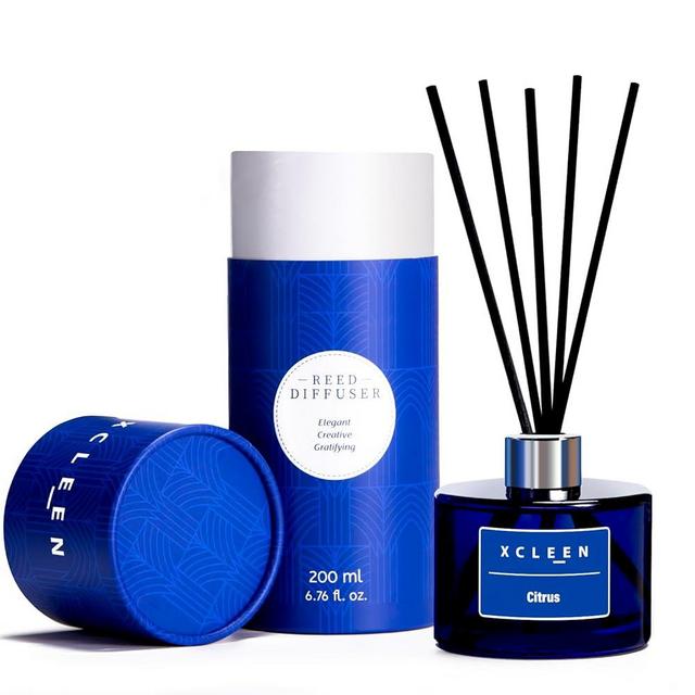 Xcleen Reed Diffusers for Bathroom, 6.7 oz(200ml) Citrus Scented Oil Diffuser with Fiber Sticks, Air Freshener for Bedroom, Office, Home Fragrance Decor