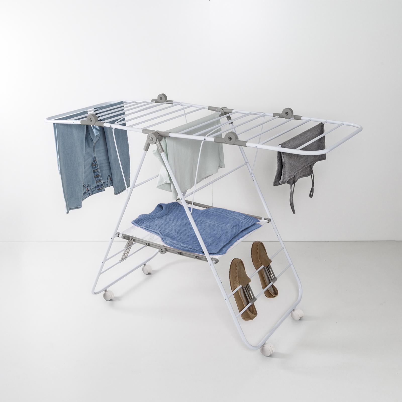 Collapsible Bamboo Laundry Drying Rack Space-Saving Lightweight 7 Levels  Drying