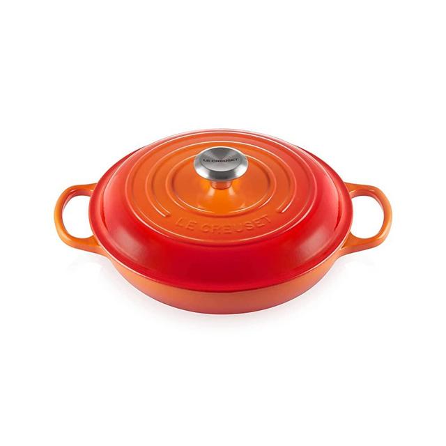 Le Creuset Enamled Enameled Cast Iron Signature Braiser with Lid, 3.5 Quart, Flame