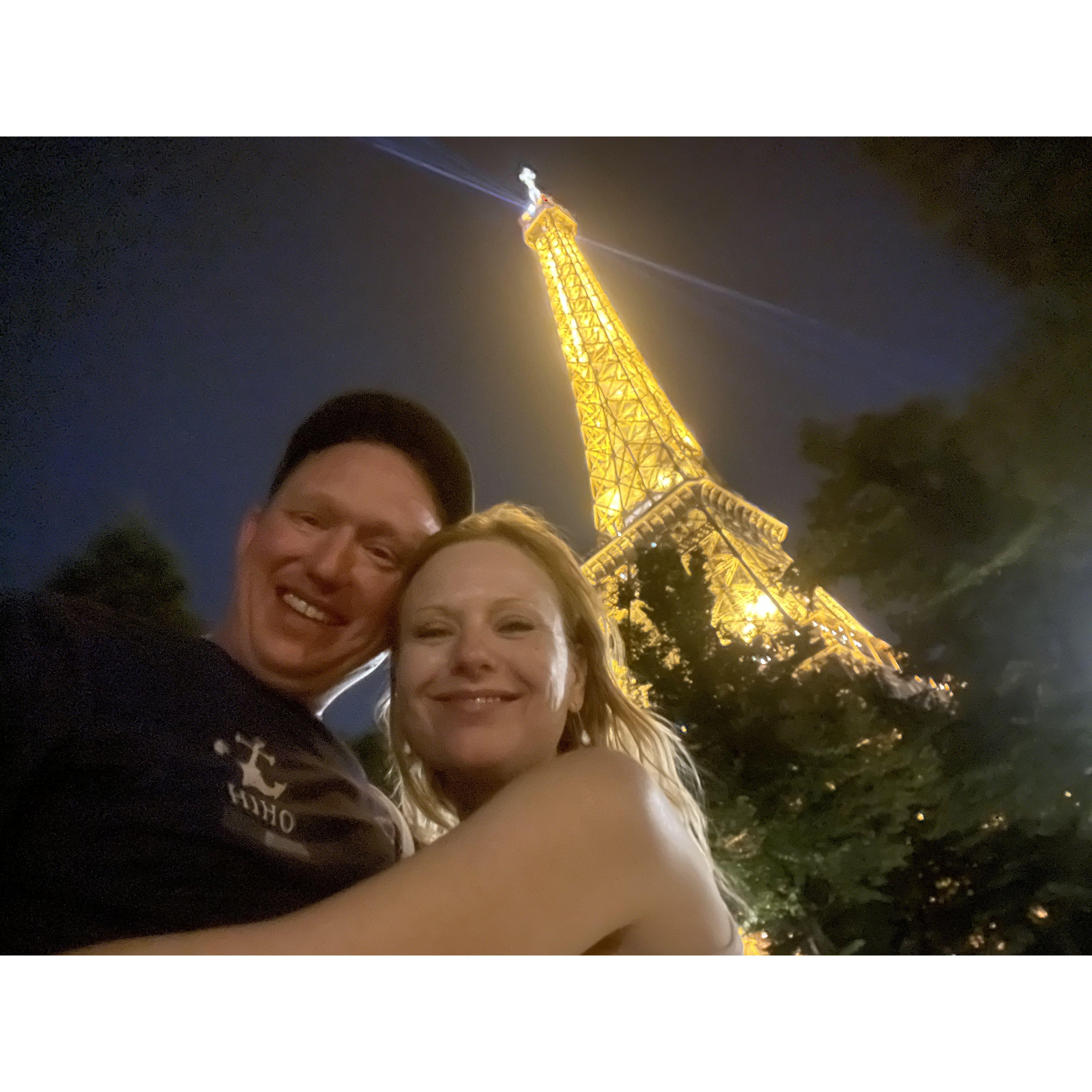 Patrick surprised me with a trip to Paris, France. August 9, 2022 while we strolled along the River Seine until we found the perfect brunch spot.  On a park bench across the river from Notre Dame, Patrick surprised me with a ring.  Also, the Eiffel tower was beautiful.