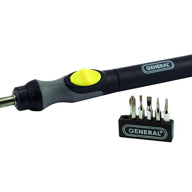 General Tools 500 Precision Cordless Electric Screwdriver with Six Bits and Quick Change Chuck, Handles Difficult, Repetitive Screw-Fastening Jobs, Multi