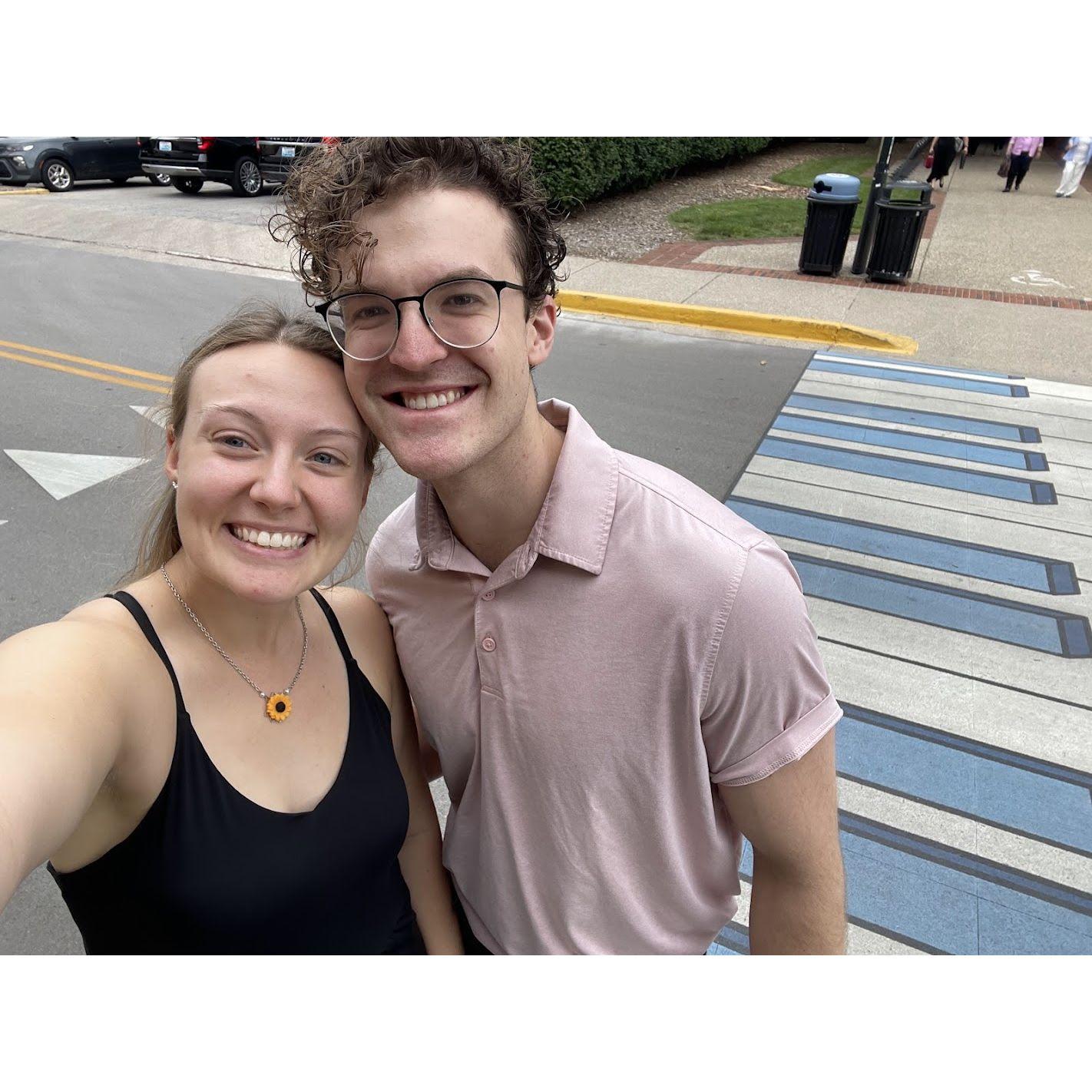 Summer 2024 Exploring University of Kentucky's campus - specifically the blue piano crosswalk