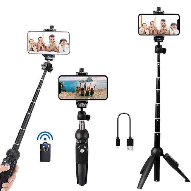 Portable 40 Inch Aluminum Alloy Selfie Stick Phone Tripod with Wireless Remote Shutter Compatible with iPhone 13 12 11 pro Xs Max Xr X 8 7 6 Plus, Android Samsung Smartphone