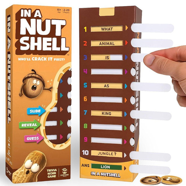 CONFIDENT? in A Nutshell: Slide & Reveal Word Guessing Board Game with 450+ Questions - Fun Family Party Game for Kids & Adults, Ages 10+, 2-20 Players, 20 Minute Playtime