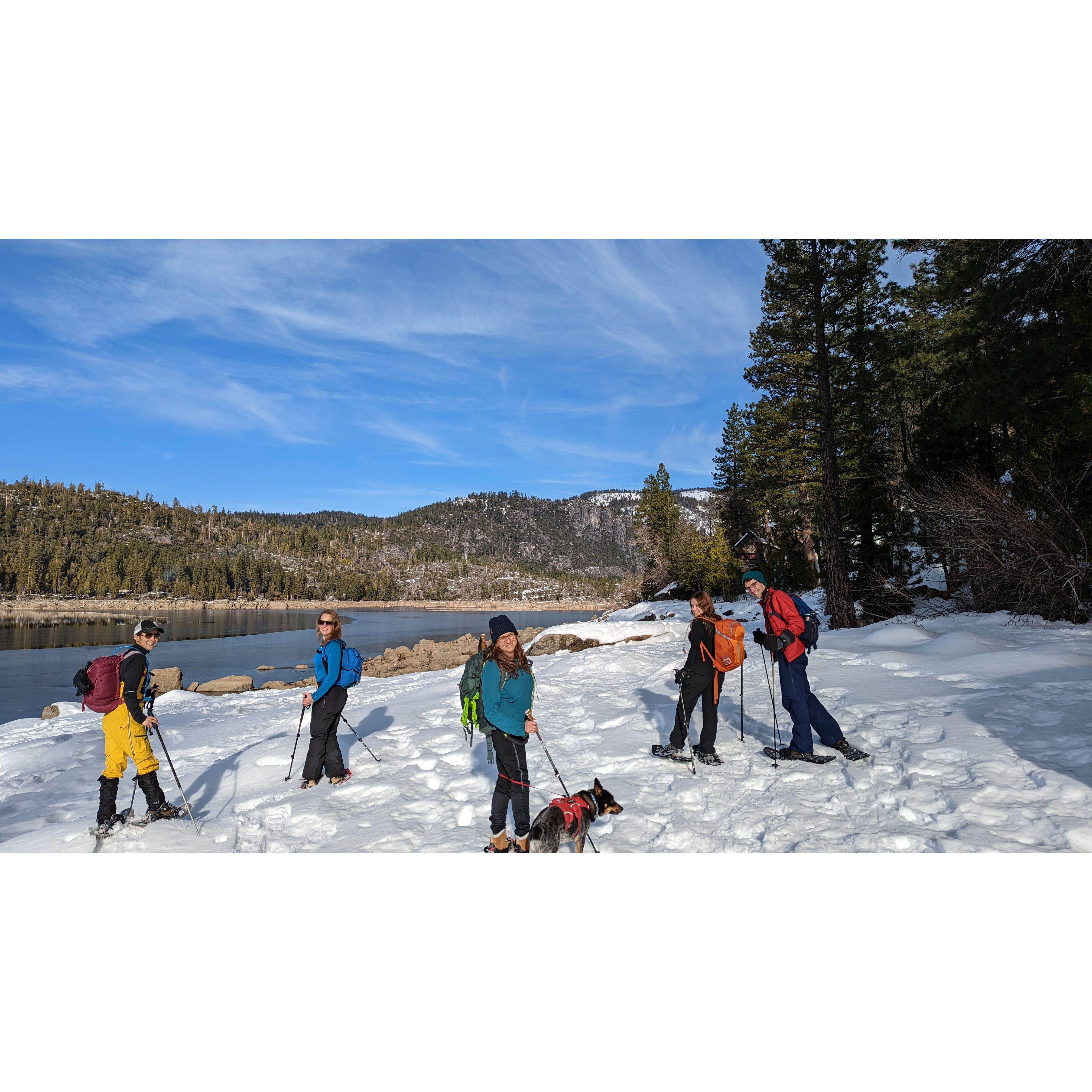 Group snowshoeing trip in the Sierras!