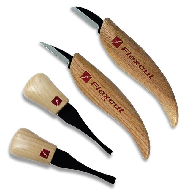 Flexcut Wood Carving Tools| Beginner Palm & Knife Set | 1095 High Carbon Steel Blades| Ergonomic Ashwood Handles | KN600 | Made in the U.S.A.