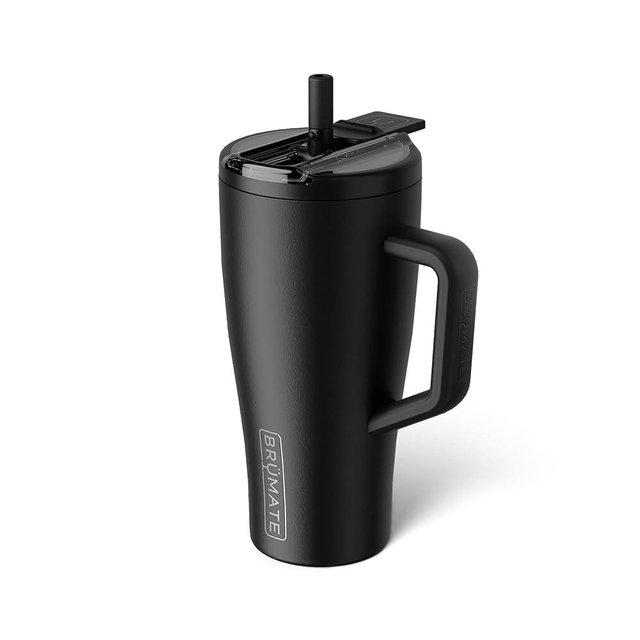 BrüMate Era Flip 30oz Tumbler with 100% Leakproof Covered Straw Lid | Hygienic Covered Straw | Insulated Stainless Steel Water Bottle with Handle | Cup Holder Friendly | BPA-Free (Matte Black)