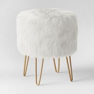 Radovre Hairpin Ottoman - White Faux Fur - Project 62™