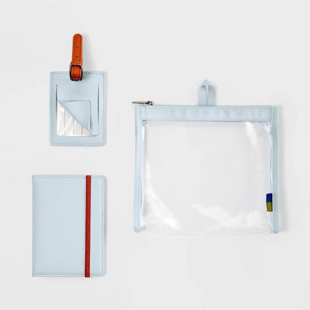 2pc Passport Cover & Luggage Tag Set Muddy Aqua/Amber brown - Open Story™️