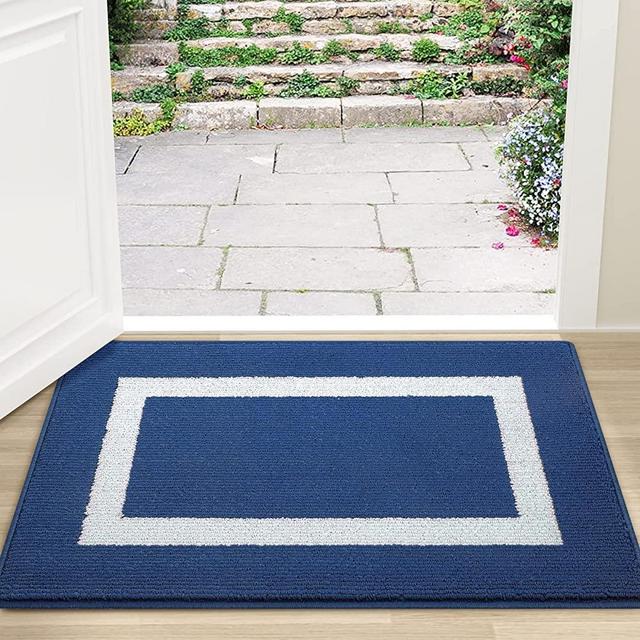 OLANLY Indoor Door Mat, 30x17, Non-Slip Absorbent Resist Dirt Entrance Mat, Washable Low-Profile Inside Entry Doormats for Entryway, Navy