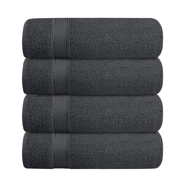 BELZZI Home Ultra Soft 4 Pack Oversized Bath Towel Set 27x54, Cotton Compact Bath Towels, Highly Absorbant Eco-Friendly Quickdry & Lightweight Towel, Ideal for Gym Travel Camp Pool - Charcoal Grey