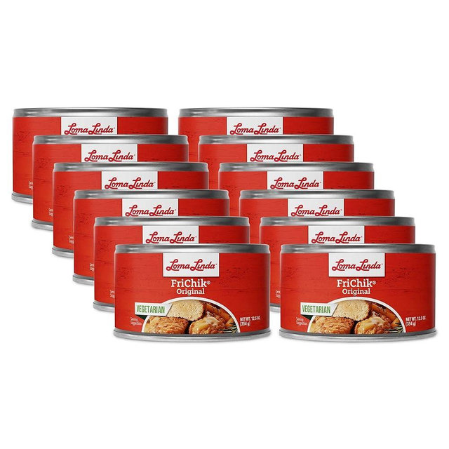Vegetarian Chicken Plant Based Alternative - Loma Linda Frichik Original Meatless Protein, High Protein Meat Substitute, Chicken Replacement, Non-GMO, Versatile Cooking Ingredient, 12.5 oz Cans (Pack of 12)