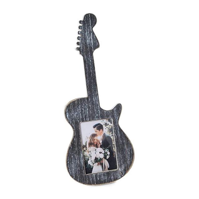 Juvale Wooden Guitar Picture Frame for 3 x 5 Inch Photos (12 x 17 x 1 Inches)