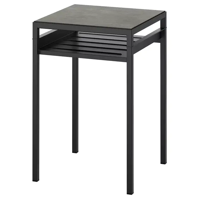 NYBODASide table w reversible table top, dark gray concrete effect/black15 3/4x15 3/4x23 5/8 "
