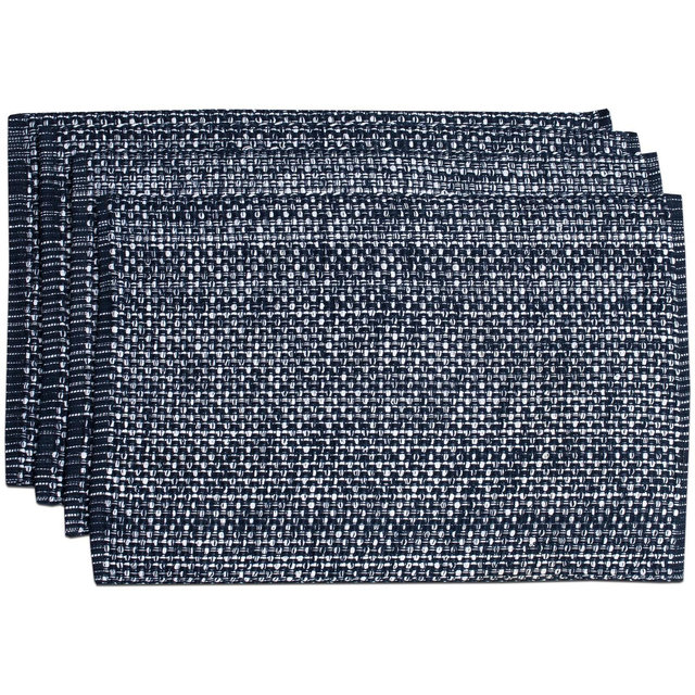 Two Tone Cotton Woven 13x19 Placemat Sets by Sweet Home Collection®, Navy Blue - 4 Pack