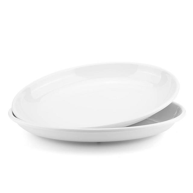 KOXIN-KARLU Melamine Large Serving Platter, 16-inch Oval Serving Plates, White Serving Tray for Entertaining Party, 100% Melamine Serving Dish for Appetizers Meat Food, Set of 2