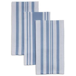 Chambray Assorted Striped Twill Kitchen Towels, 28" x 20", Set of 3