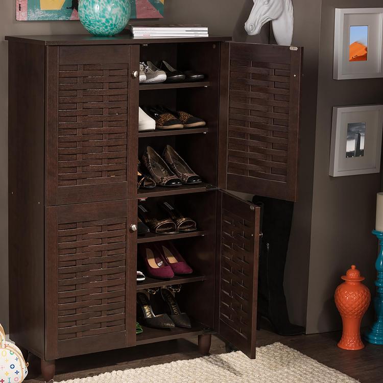 Baxton Studio, Winda 4-Door Entryway Storage Cabinet Zola
