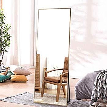 H&A 65"x24" Full Length Mirror Bedroom Floor Mirror Standing or Hanging (Black)