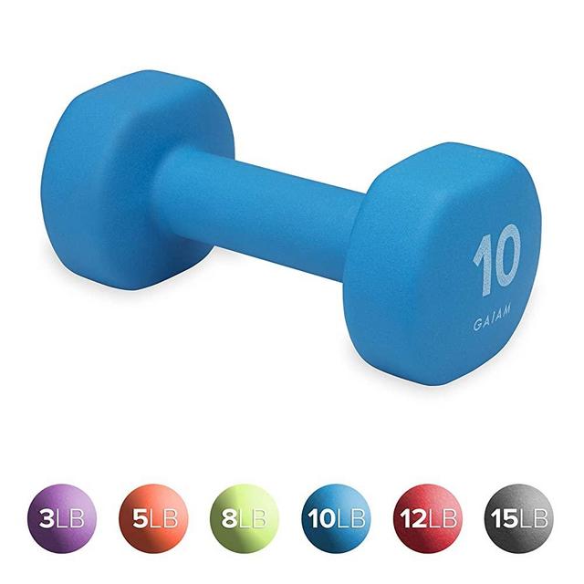 Gaiam Dumbbells Hand Weights (Sold in Singles) - Neoprene Coated Exercise & Fitness Dumbbell for Home Gym Equipment Workouts Strength Training Free Weights for Women, Men (3, 5, 8, 10, 12, 15 Pound)