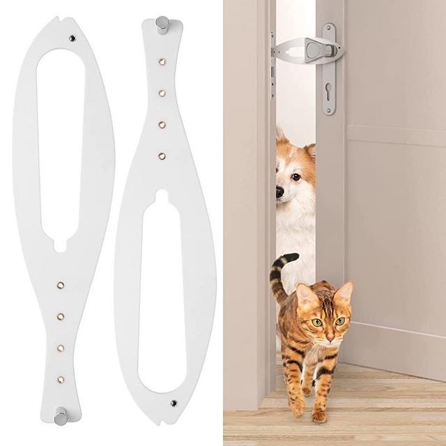 LIBBEPET Cat Door Holder Latch, 2 Pcs Cat Door Stopper with Adjustable Strap 2.5-6" Wide, Cat Door Alternative to Keep Dogs Out of Litter Boxes and Food, No Measuring, Easy to Install