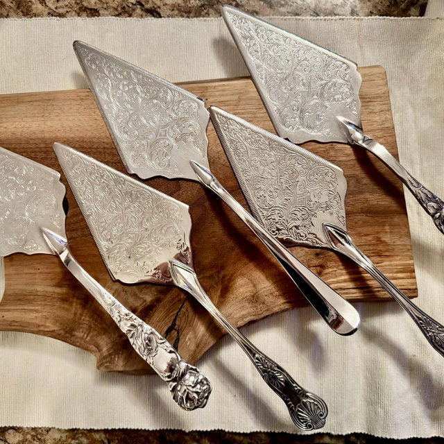 Vintage Silver Plated Triangular/Rectangular Wedding Cake Pie Servers - Sold Individually - Pick your favorite