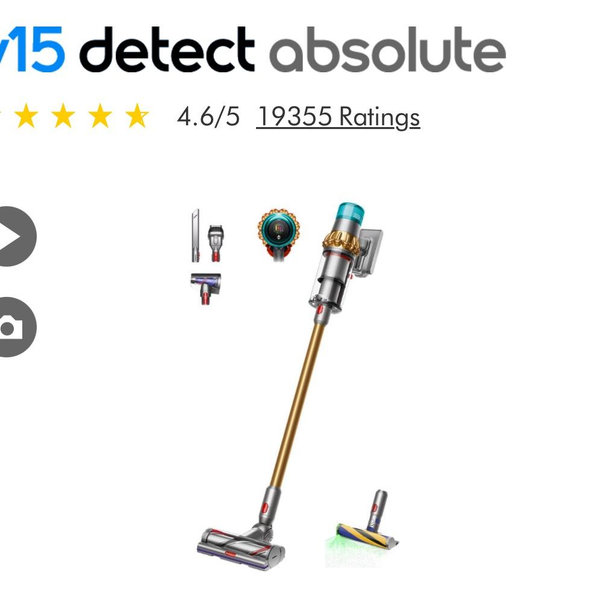 Dyson V15 Detect vacuum (Yellow/Iron)