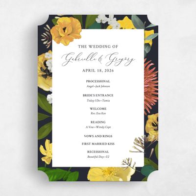 Black Ticket Wedding Program - Blossom