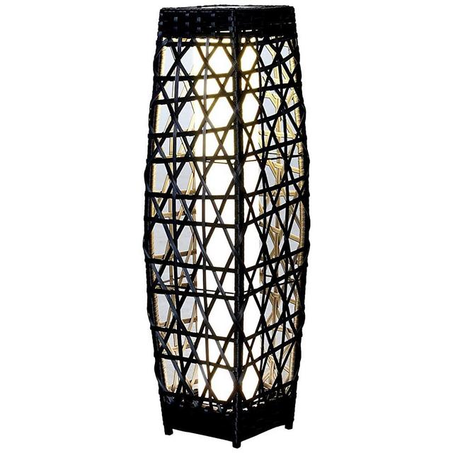 Grand Patio Outdoor Solar-Powered Woven Resin Wicker Lantern Floor Lamp, Decoration for Deck, Garden, Lawn and Porch