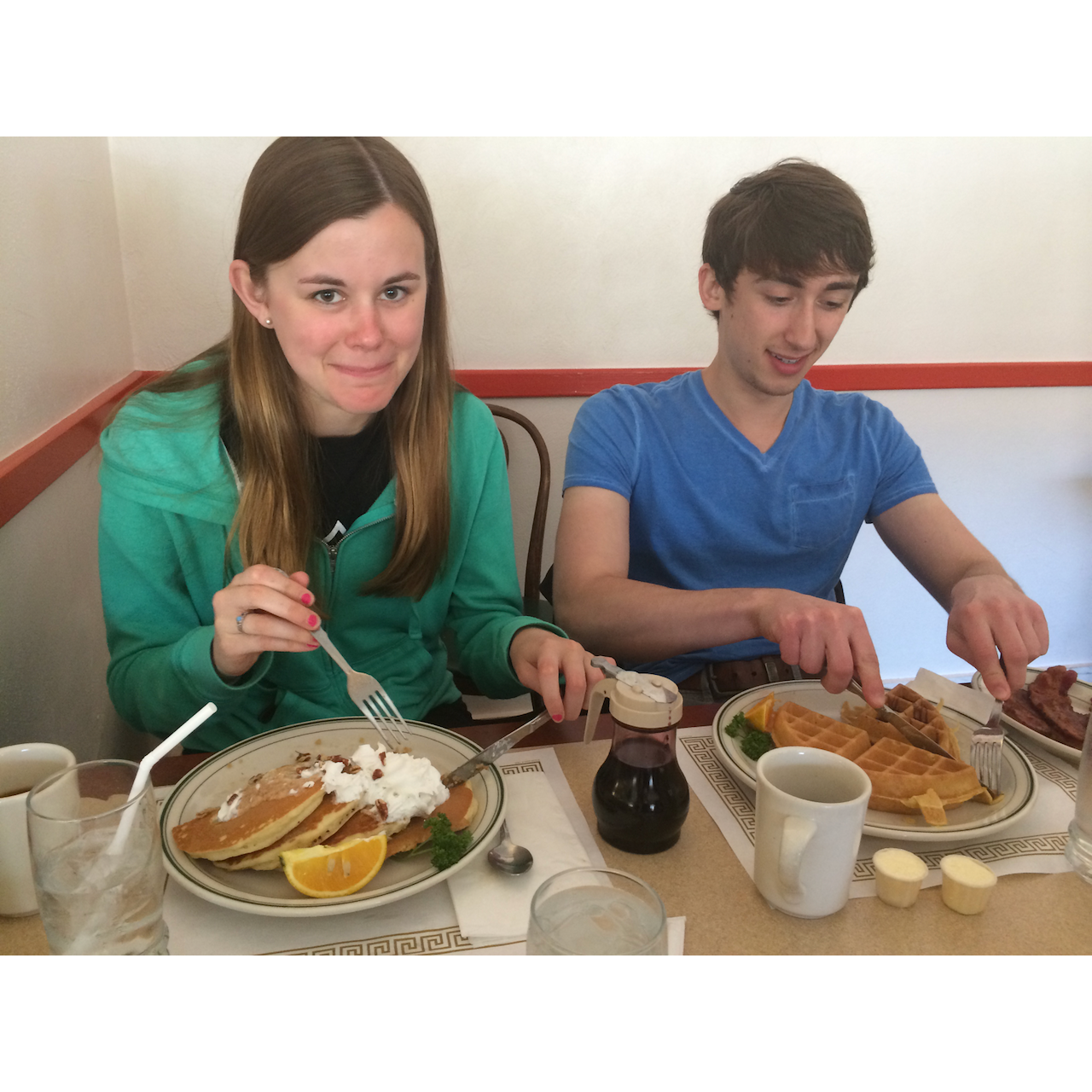 PSU Waffle Shop - 2014 - Taken by Marc's dad before anyone knew we were dating ;)