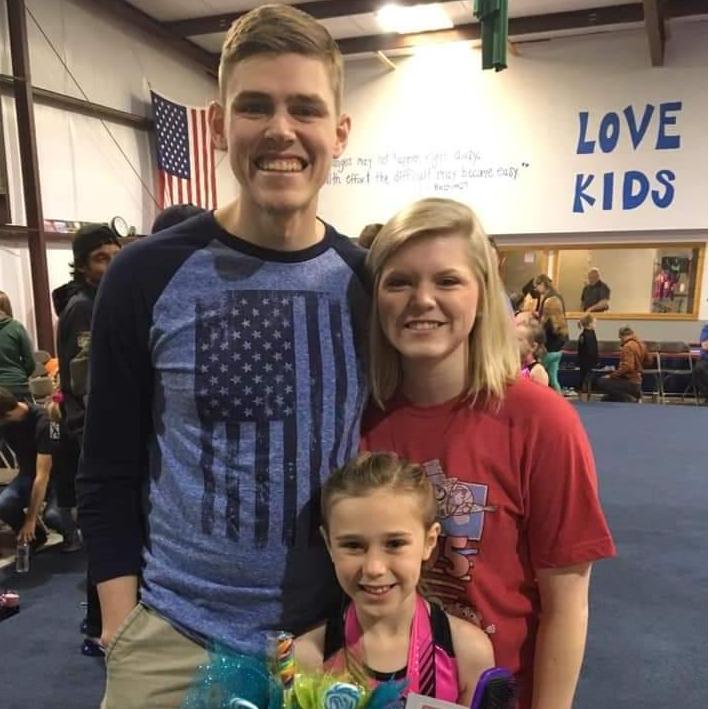 Cheering Rachael on at her gymnastics competition