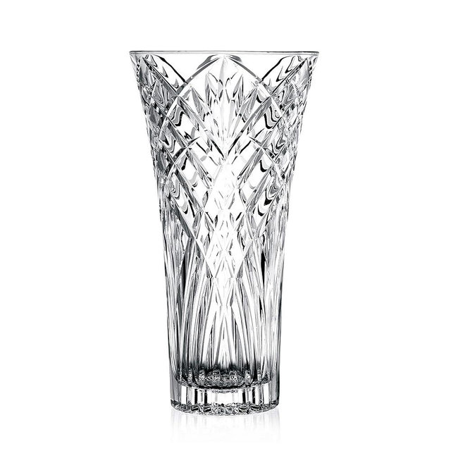 Glass Vase - 12" Flower Vase - Table Vase - for Flowers - Roses - Cut Design - Made in Europe - by Barski