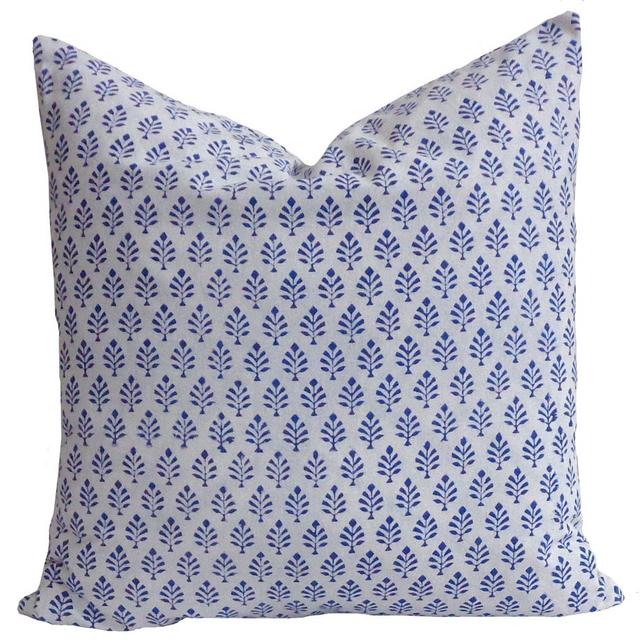 Hand Block Printed Cotton Cushion Cover 40x40 cms | Neem Estate Blue 202831