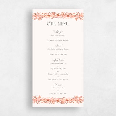 Deep Orange Wedding Menu - Tauriel