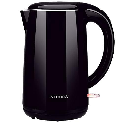 Secura SWK-1701DB The Original Stainless Steel Double Wall Electric Water Kettle 1.8 Quart, Dark Purple