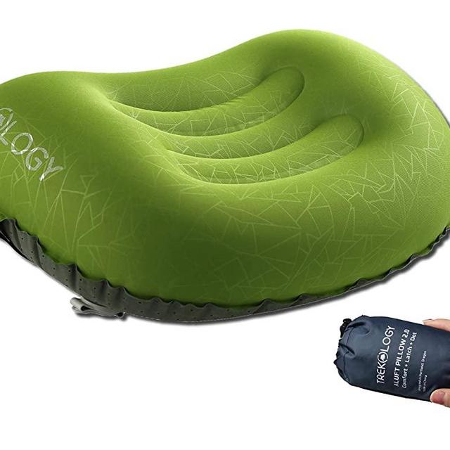 TREKOLOGY Ultralight Inflatable Camping Travel Pillow - ALUFT 2.0 Compressible, Compact, Comfortable, Ergonomic Inflating Pillows for Neck & Lumbar Support While Camp, Hiking, Backpacking