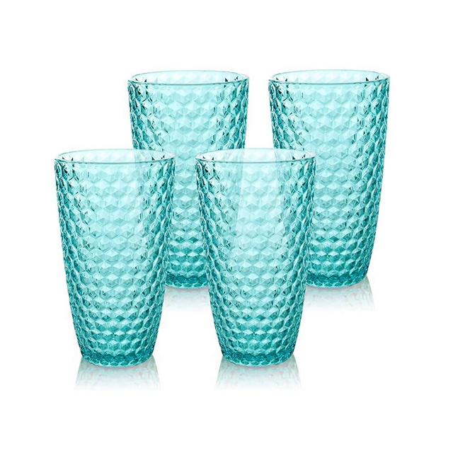 Laguna Beach Tall Tumbler Blue, 19oz, Set of 4, Shatterproof Tritan Drinking Glasses, Plastic Tumblers - Unbreakable Glassware for Indoor and Outdoor Use - Reusable Drinkware