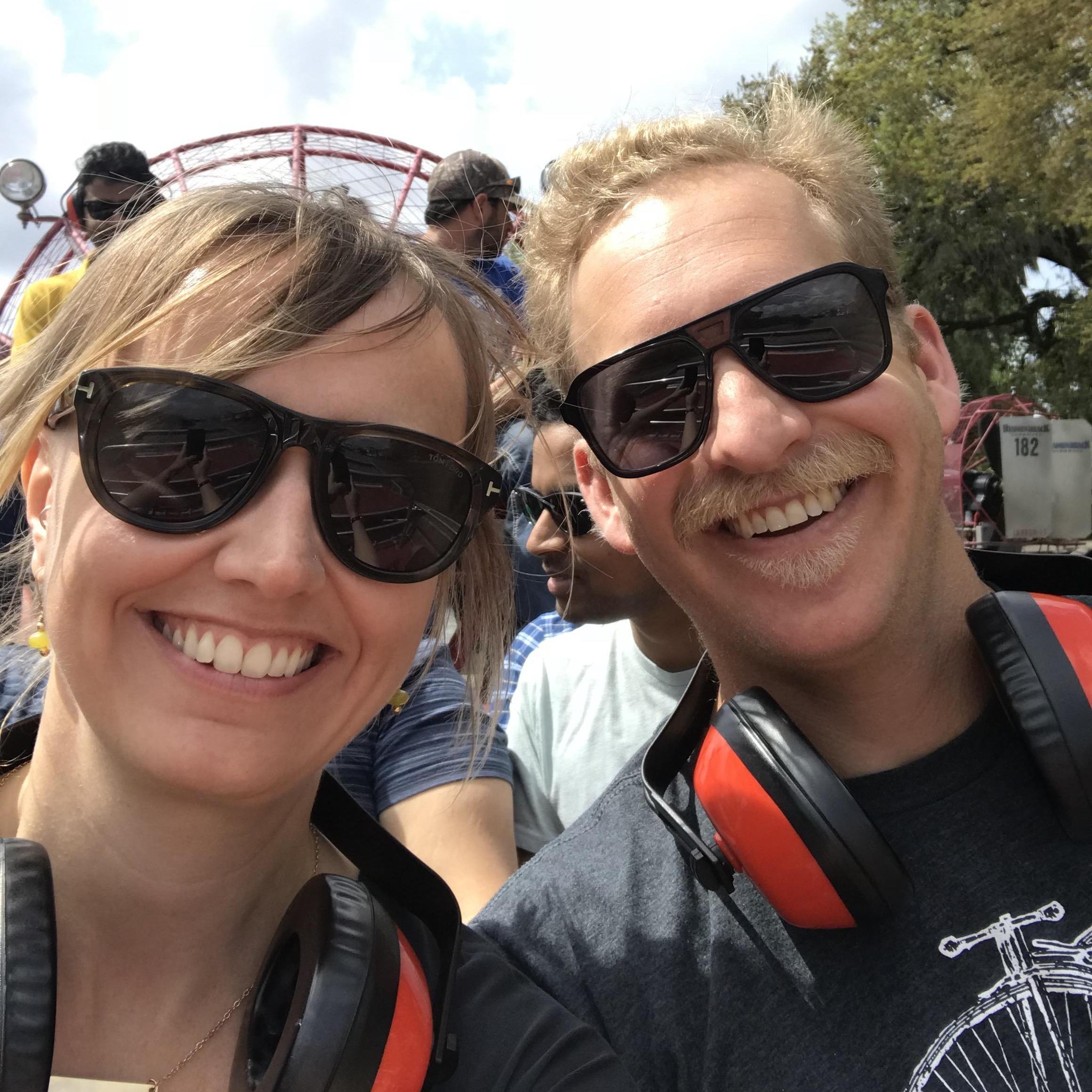 Enjoying a fan boat ride on our trip to NOLA.