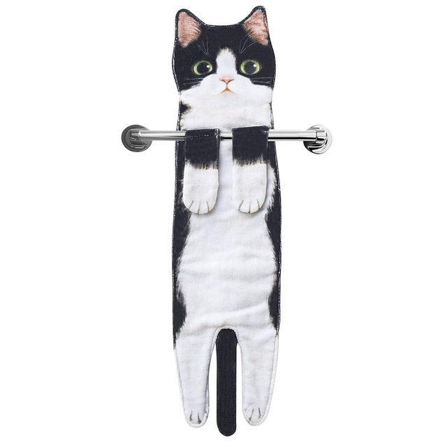 DaisyJoy Cat Funny Hand Towels for Bathroom Kitchen - Cute Decorative Cat Decor Hanging Face Towels-Unique Mothers Day Valentines Day Housewarming Birthday Gifts for Women Mom Cat Lovers