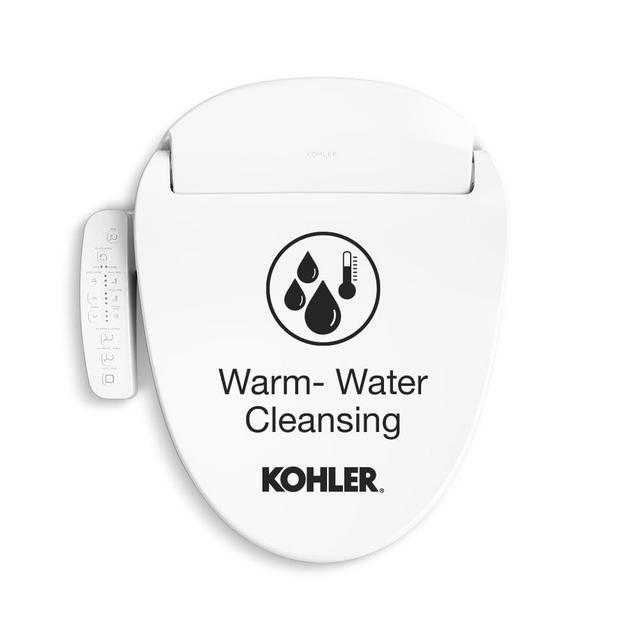 Kohler PureWash E580 Elongated Bidet Toilet Seat, White, Quiet-Close Lid Prevents Slamming, Self-Cleaning Wand, Adjustable Water Pressure with Multiple Cleansing Options