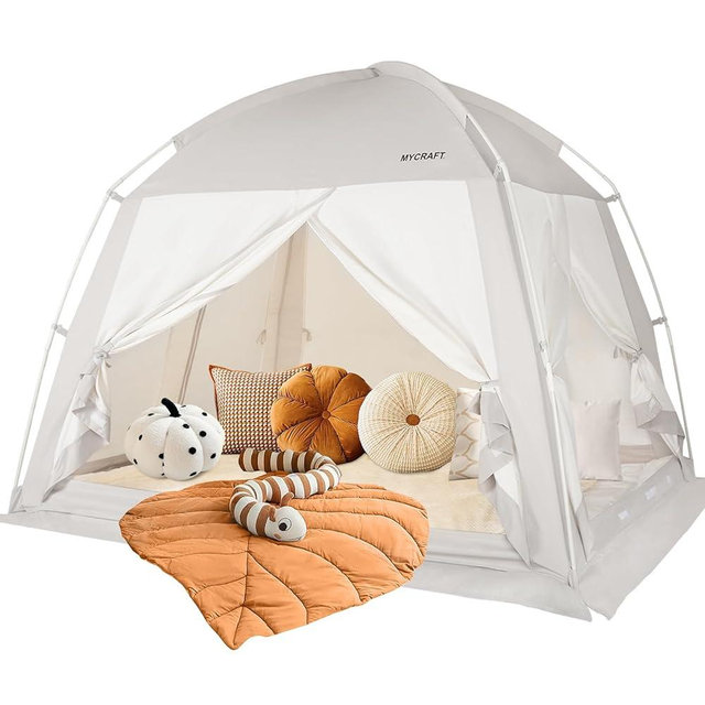 Bed Tents Canopy Bed–Privacy Dream Tent for Cozy Indoor Sleeping, Light-Reducing,and Breathable, with 4 Doors Floor Tent Bed–Available in Twin, Full, and Queen Sizes