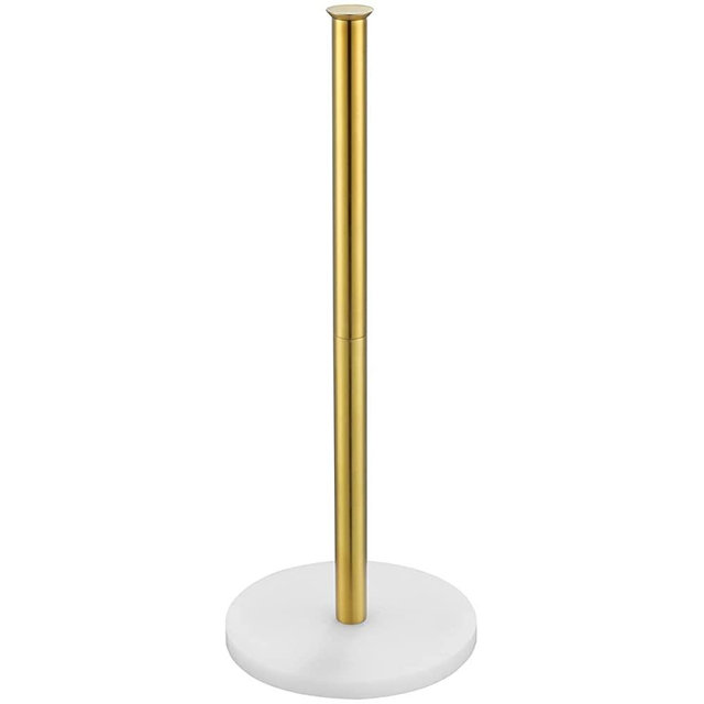 JQK Toilet Paper Storage Stand White Gold, 304 Stainless Steel Tissue Reserve Holder Dispenser for Bathroom, Brushed Gold, TPS180-WG