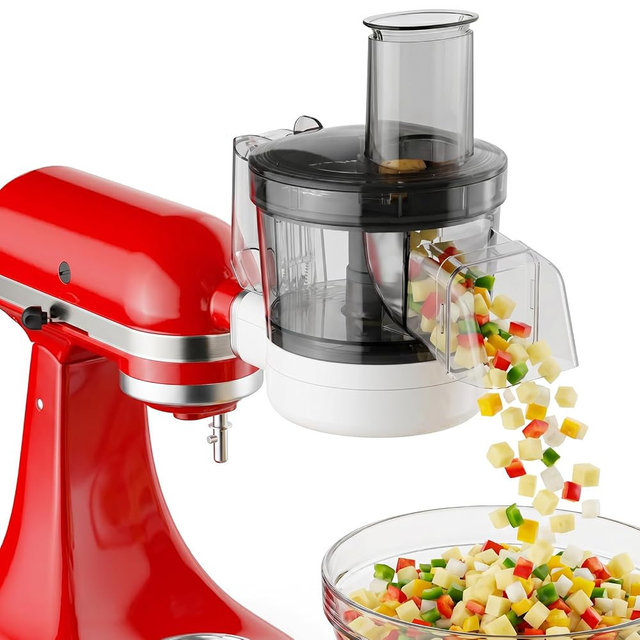 GVODE 5-in-1 Food Processor Attachment for KitchenAid, Multifunctional Chopper with Dicing/Slicing/Shredding/Strip Cutting/Sauce Discs and Storage Case