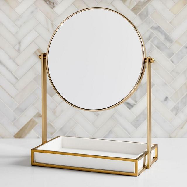 Modern Resin Stone Vanity Mirror, White