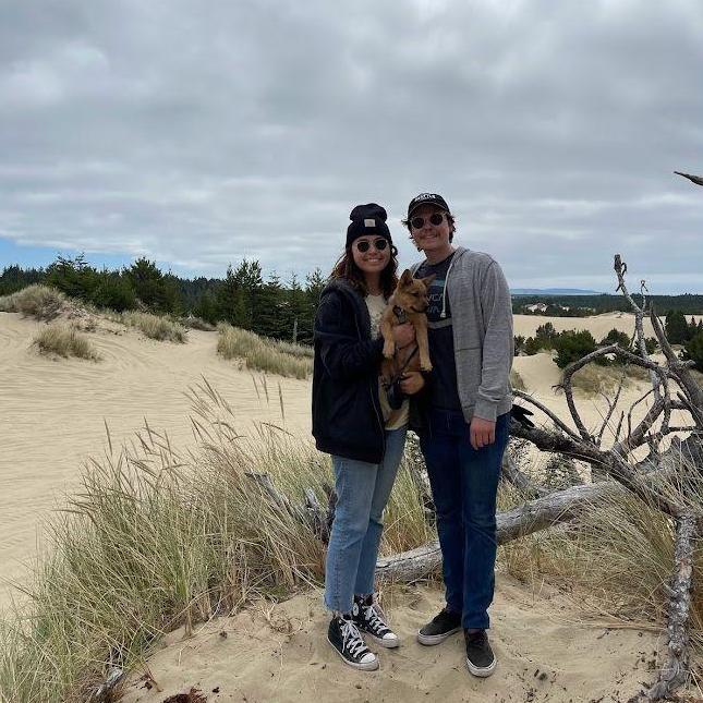 Walker showing Charli the Oregon Dunes where he spent all his summers growing up