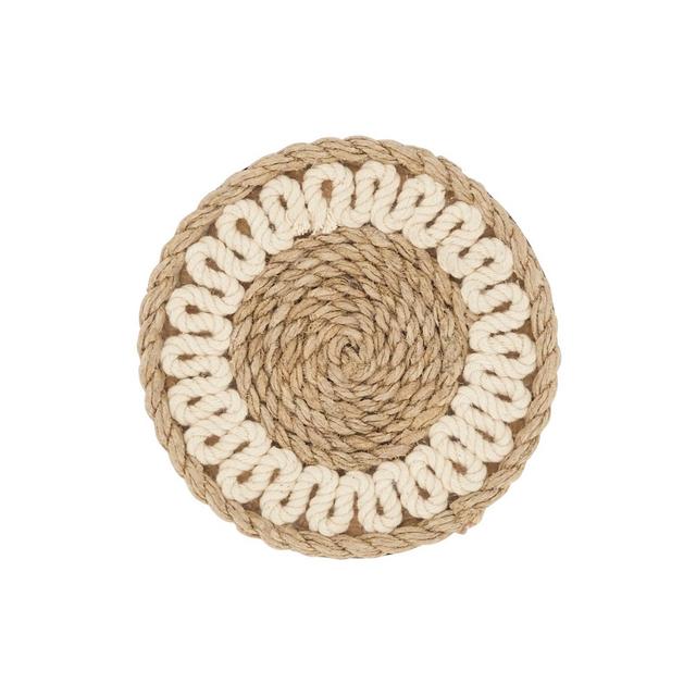 Saro Lifestyle Knotwork Rope Coaster , Beige, 4"x4"