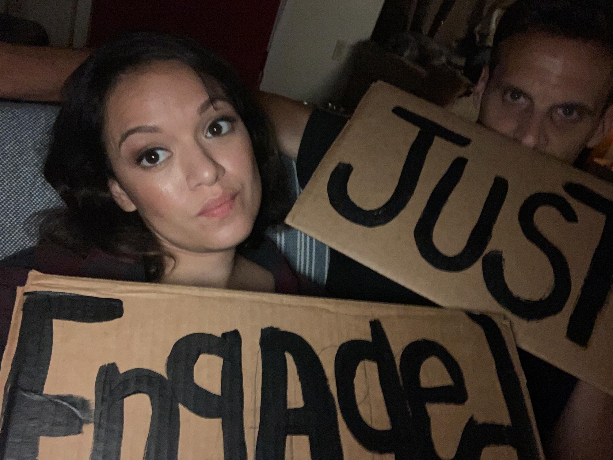 Taken right after our engagement pics. We forgot the signs at home! Posting bc my makeup is on point! Thanks, Shirley!