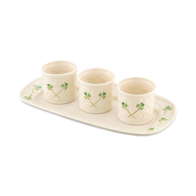 Belleek Pottery Shamrock Dip Bowls, 4 Pieces